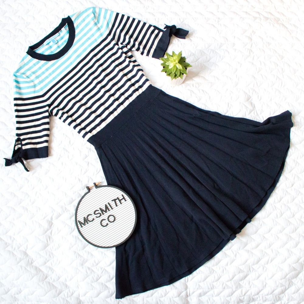 Draper James | Navy Sailor Stripe Sweater Dress